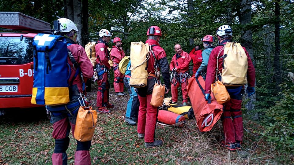 Simulacro de espeleosocorro realizado el pasado fin de semana